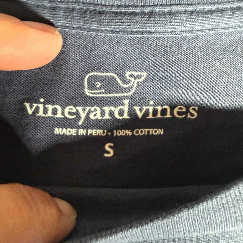Vineyard Vines Mens Texas Whale‎ Flag Graphic Long Sleeve Pocket T-Shirt Blue S